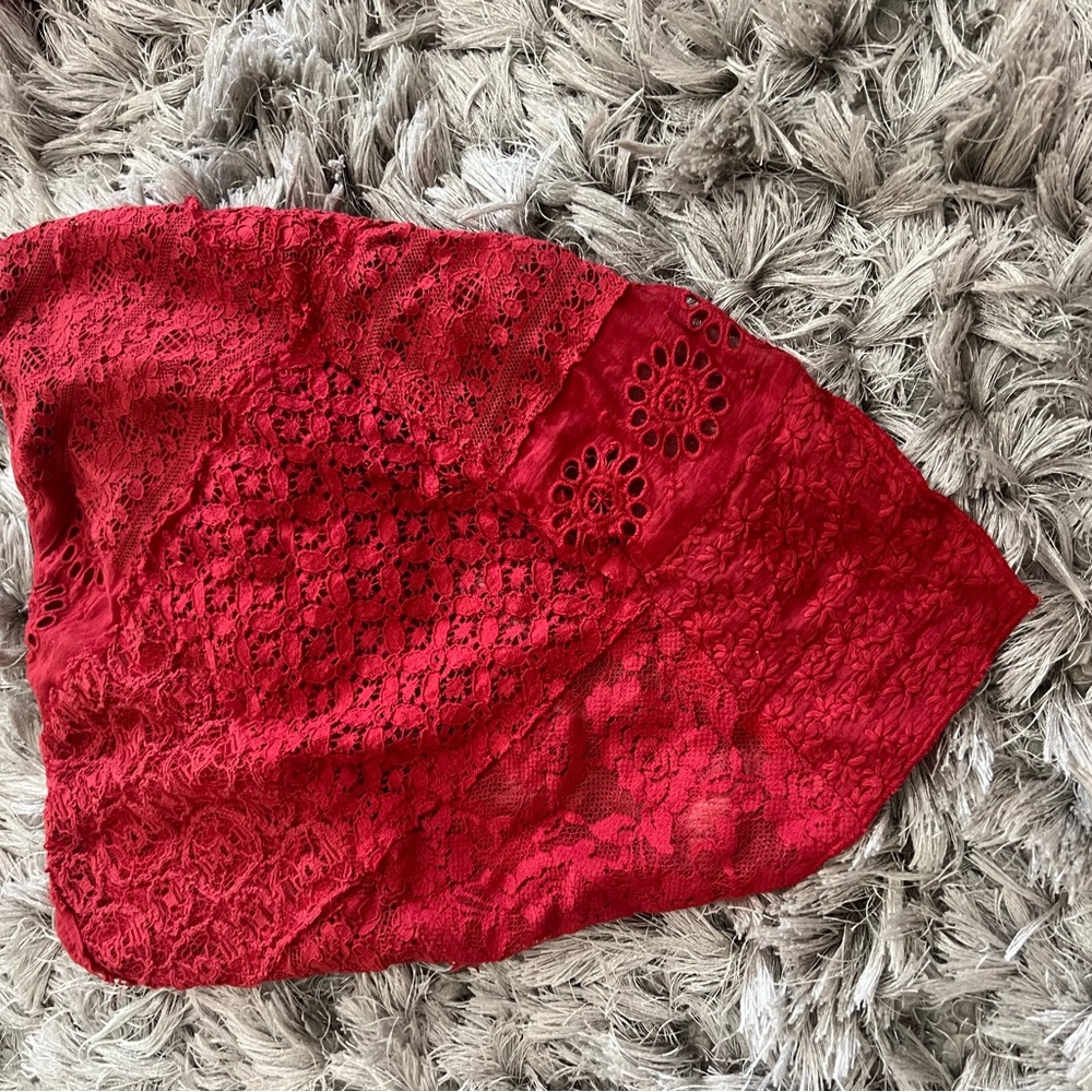 Free People Red Lace Top
